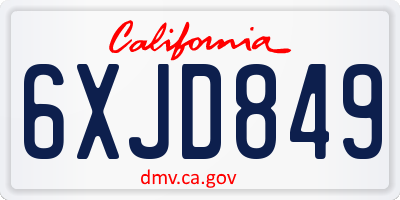 CA license plate 6XJD849