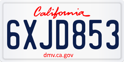 CA license plate 6XJD853