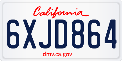 CA license plate 6XJD864