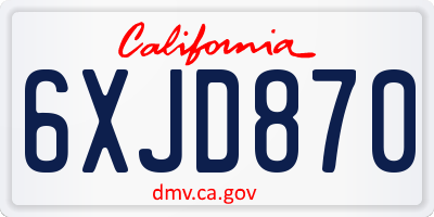 CA license plate 6XJD870