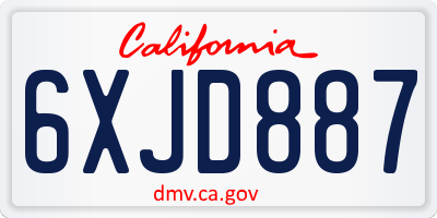 CA license plate 6XJD887