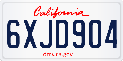 CA license plate 6XJD904