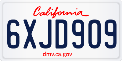 CA license plate 6XJD909