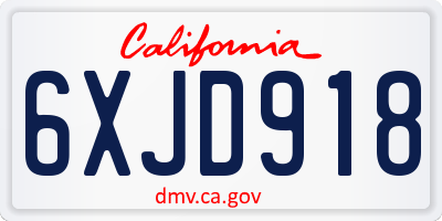 CA license plate 6XJD918