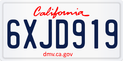 CA license plate 6XJD919