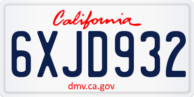 CA license plate 6XJD932