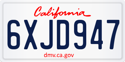 CA license plate 6XJD947