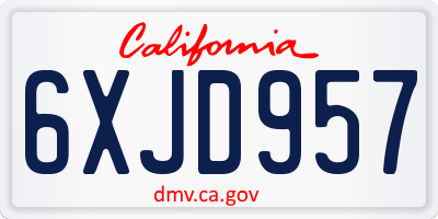 CA license plate 6XJD957