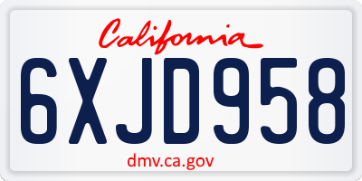 CA license plate 6XJD958