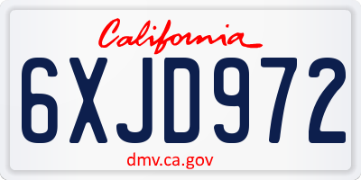 CA license plate 6XJD972