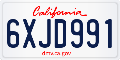 CA license plate 6XJD991