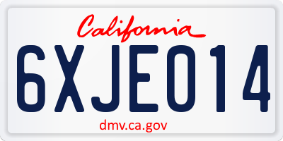 CA license plate 6XJE014