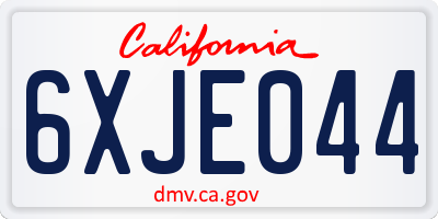 CA license plate 6XJE044