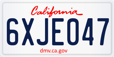 CA license plate 6XJE047