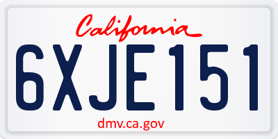 CA license plate 6XJE151