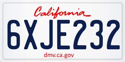 CA license plate 6XJE232