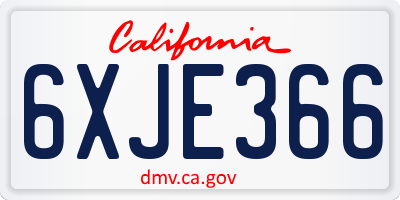 CA license plate 6XJE366
