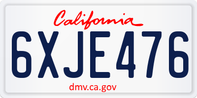CA license plate 6XJE476