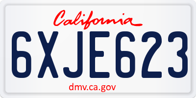 CA license plate 6XJE623