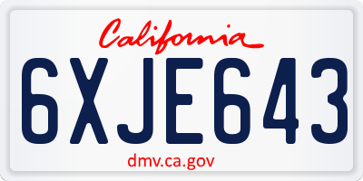 CA license plate 6XJE643