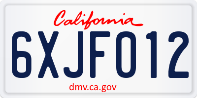 CA license plate 6XJF012