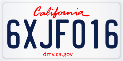 CA license plate 6XJF016
