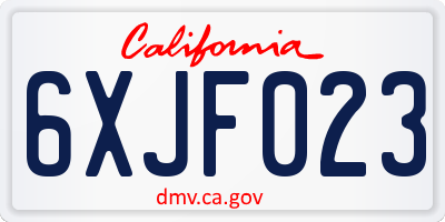 CA license plate 6XJF023