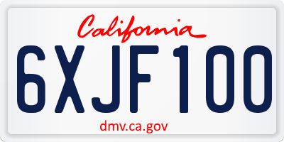 CA license plate 6XJF100