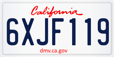 CA license plate 6XJF119