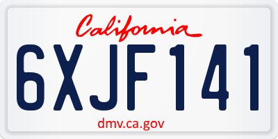 CA license plate 6XJF141