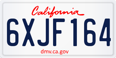 CA license plate 6XJF164