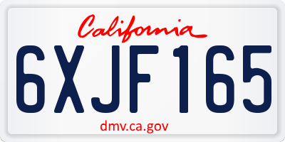 CA license plate 6XJF165