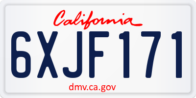 CA license plate 6XJF171