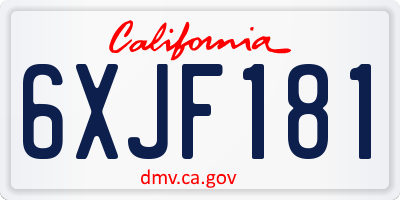 CA license plate 6XJF181