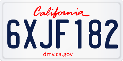 CA license plate 6XJF182