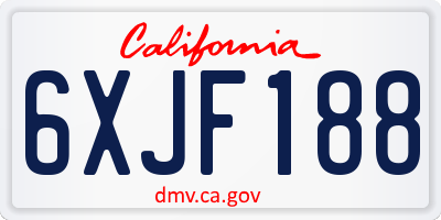 CA license plate 6XJF188