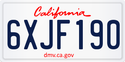 CA license plate 6XJF190