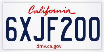 CA license plate 6XJF200