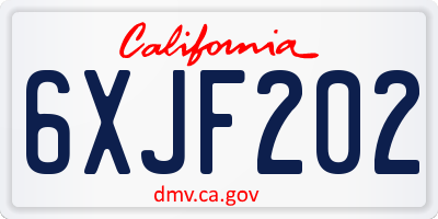 CA license plate 6XJF202