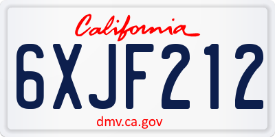 CA license plate 6XJF212