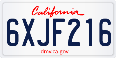 CA license plate 6XJF216