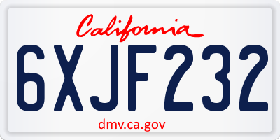 CA license plate 6XJF232