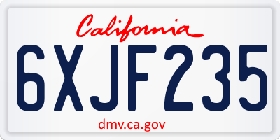 CA license plate 6XJF235