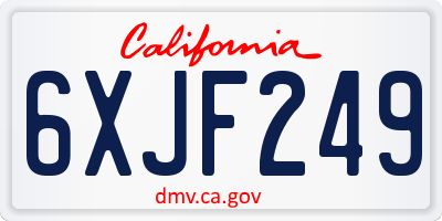 CA license plate 6XJF249