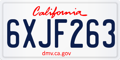 CA license plate 6XJF263