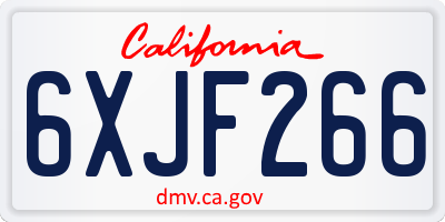 CA license plate 6XJF266