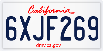 CA license plate 6XJF269