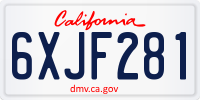 CA license plate 6XJF281