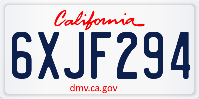 CA license plate 6XJF294