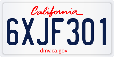 CA license plate 6XJF301